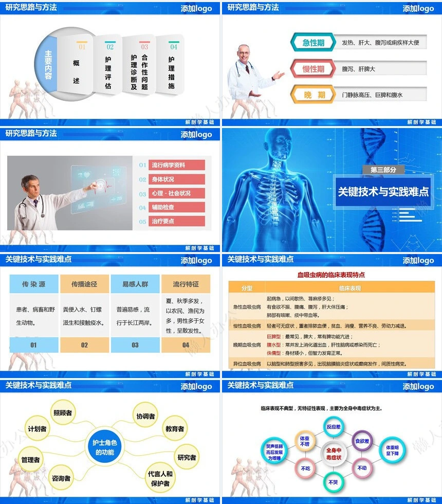 蓝色医疗解剖学学术报告毕业论文答辩PPT模板