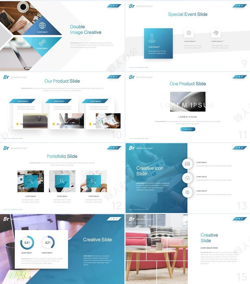 蓝色欧美商务风公司简介商务报告项目展示PPT模板