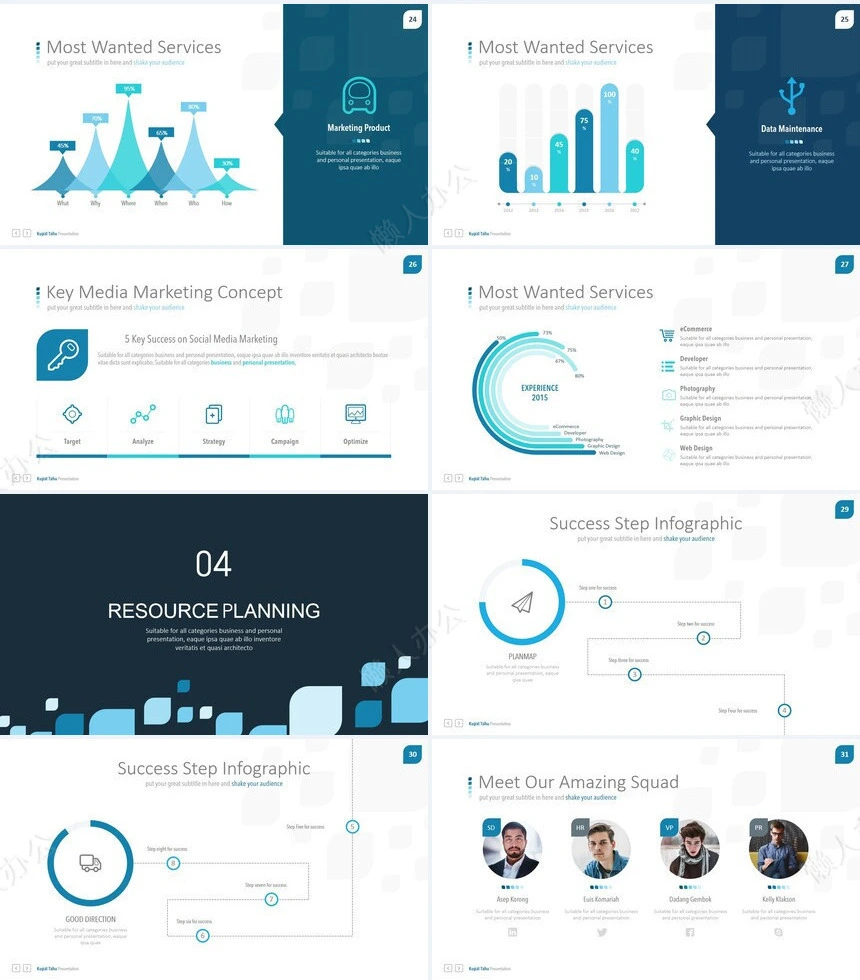 蓝色简约通用PPT模板