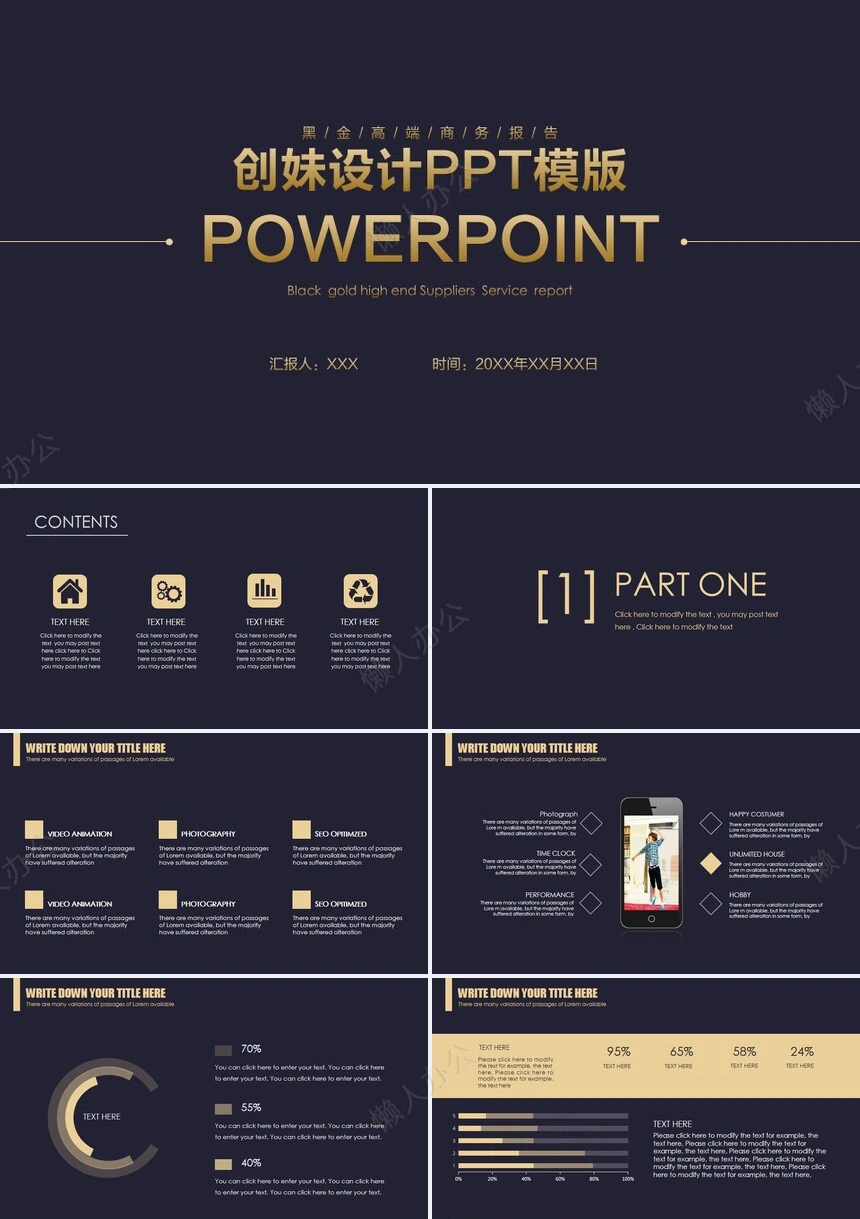 黑金高端商务报告工作汇报工作总结PPT模板