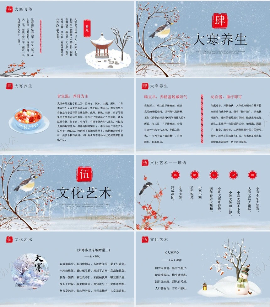 二十四节气大寒通用PPT模板(19)