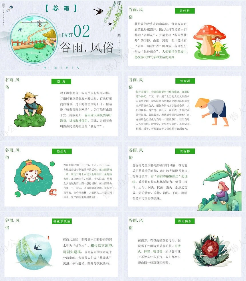 二十四节气谷雨通用PPT模板(25)