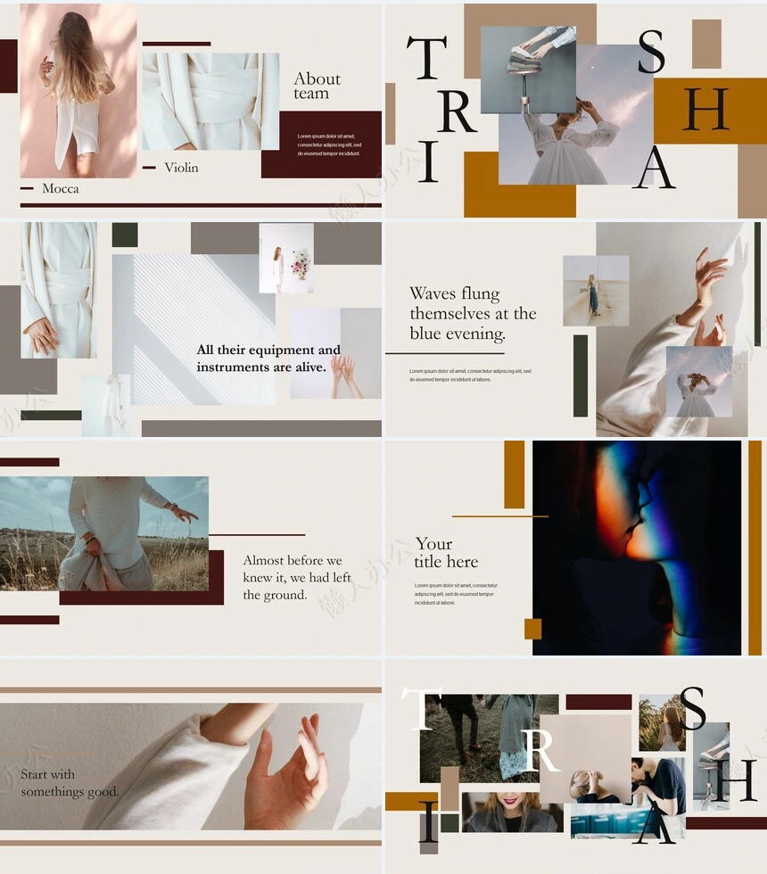 文艺时尚杂志风通用PPT模板