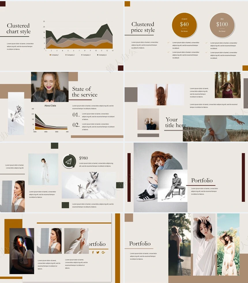 文艺时尚杂志风通用PPT模板