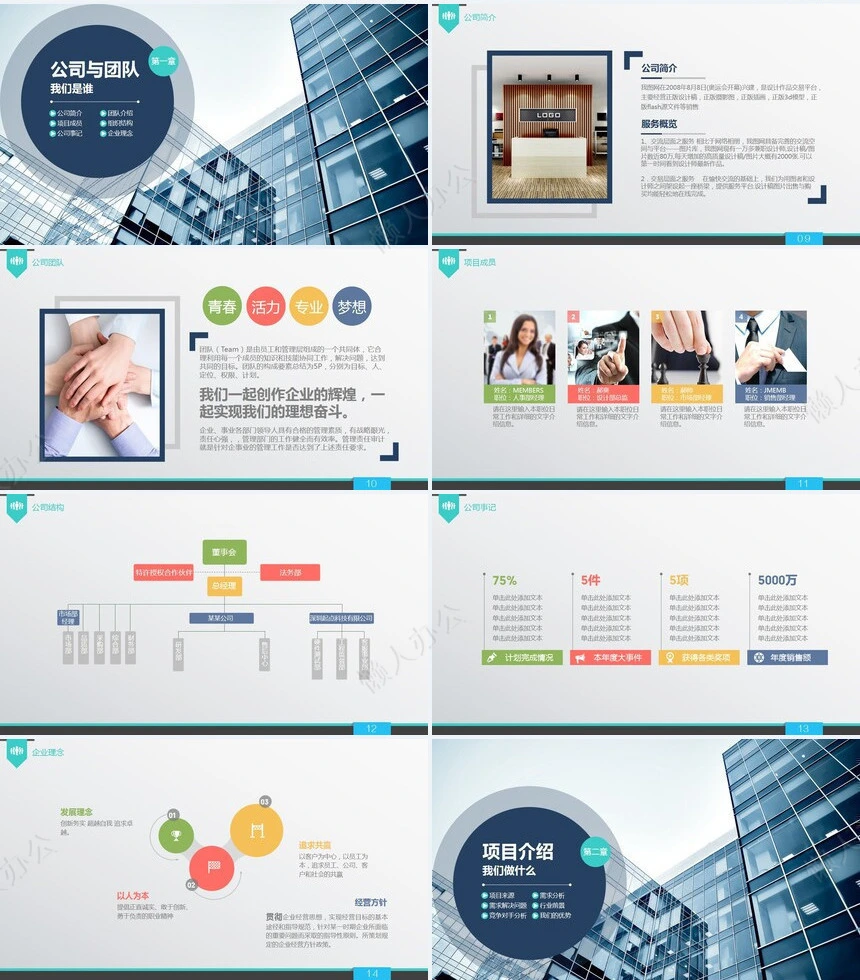商业策划计划书通用PPT模板简洁实用投资合作企业宣传商务策划