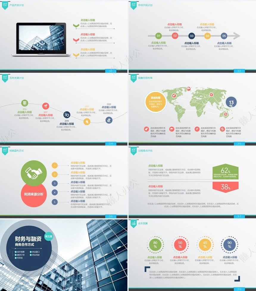商业策划计划书通用PPT模板简洁实用投资合作企业宣传商务策划