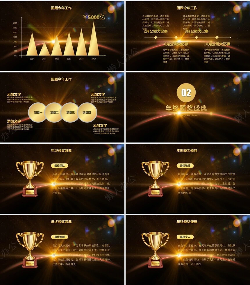 喜庆年终总结汇报年会颁奖PPT