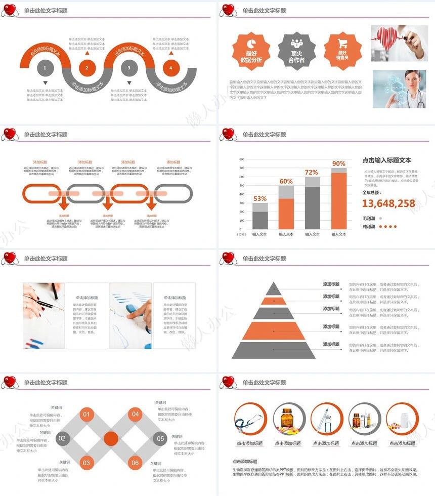 医生护士总结PPT模板