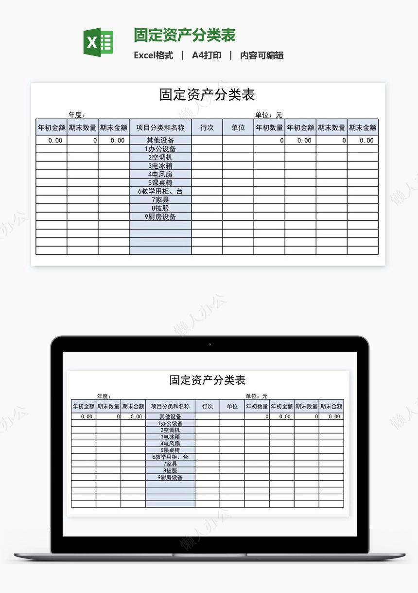 固定资产分类表