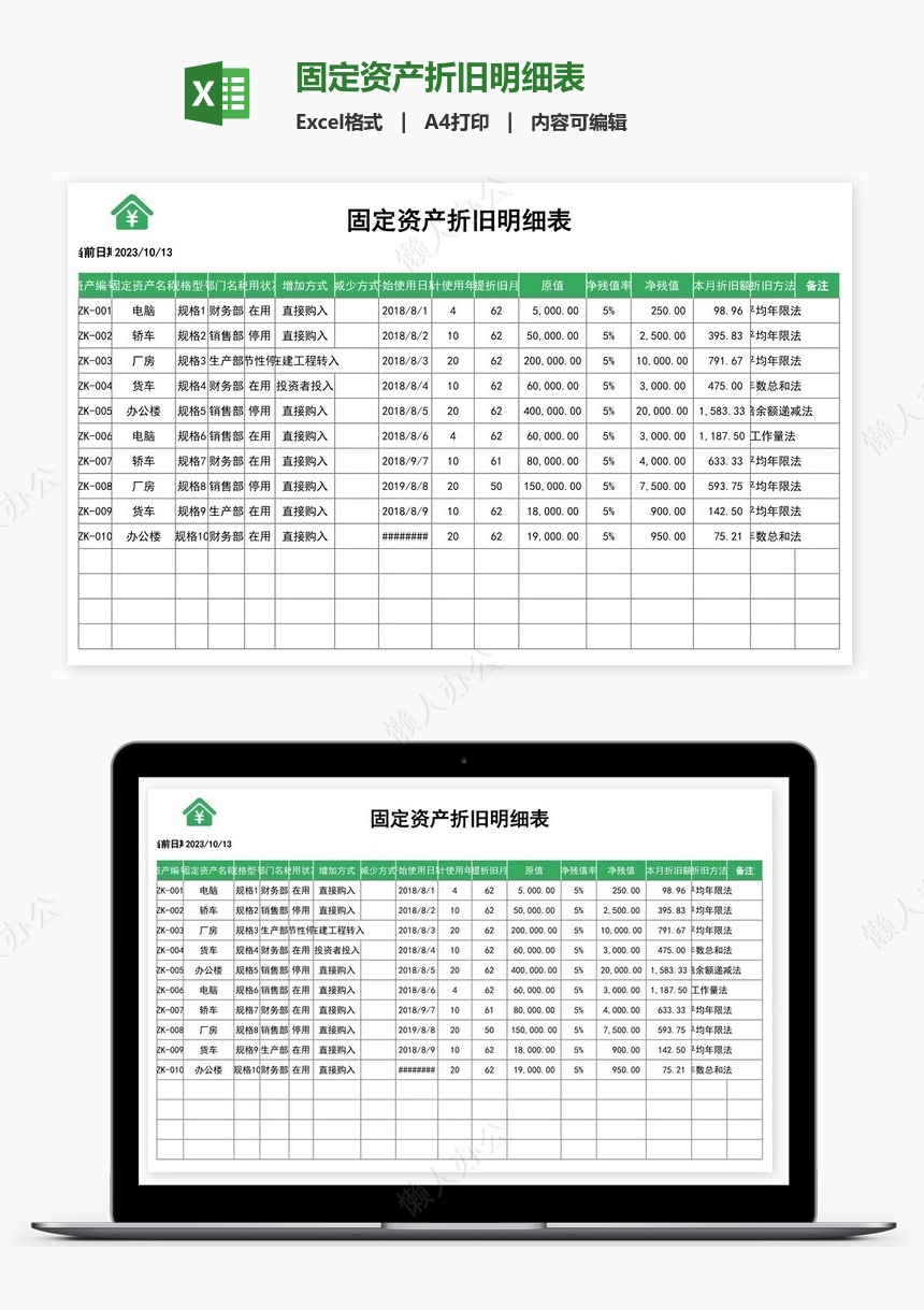 固定资产折旧明细表