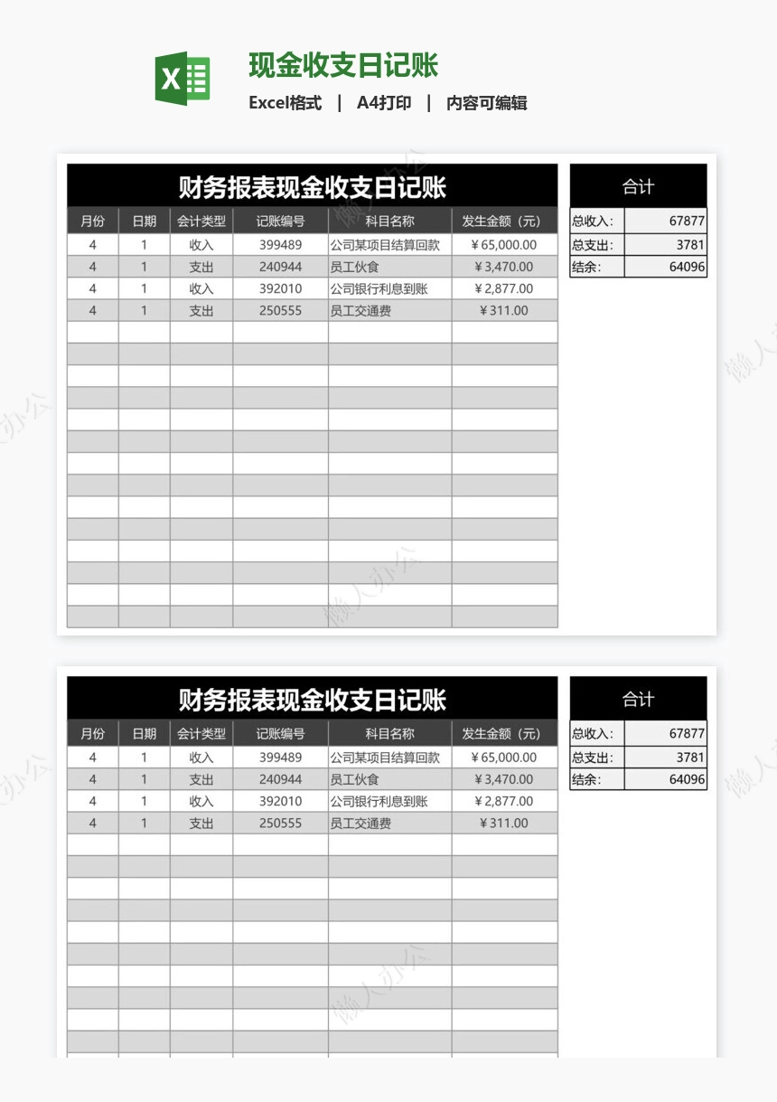 现金收支日记账