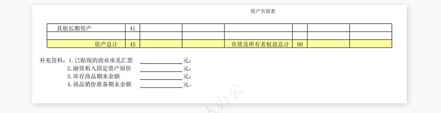 资产负债表