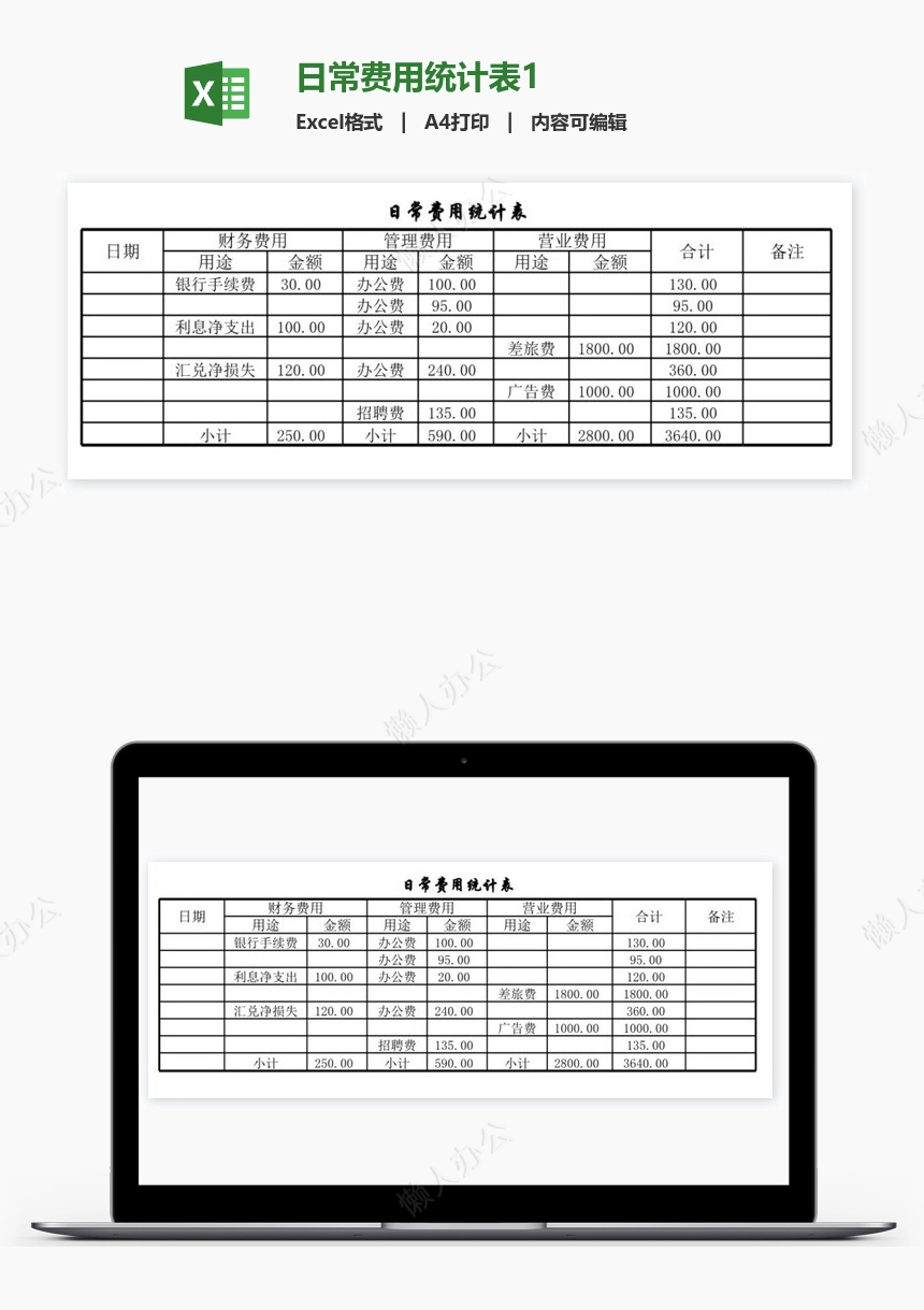 日常费用统计表1