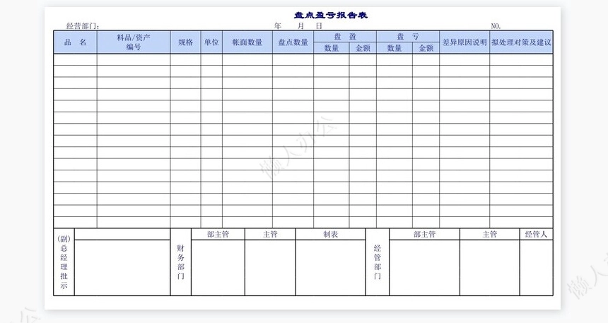 企业公司使用的盘点表