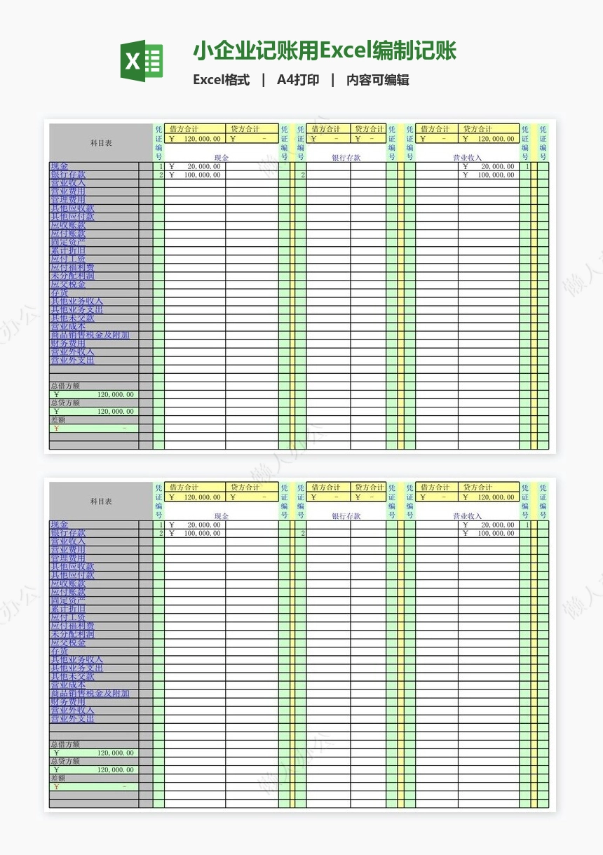 小企业记账用Excel编制记账凭证录入数据自动生成会计报表