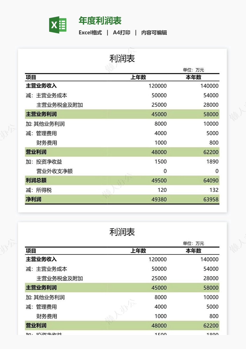 年度利润表