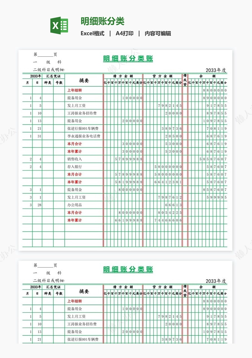明细账分类