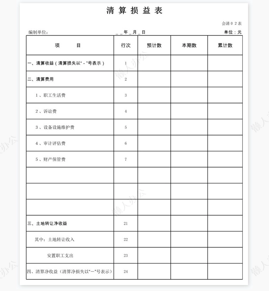 清算报表