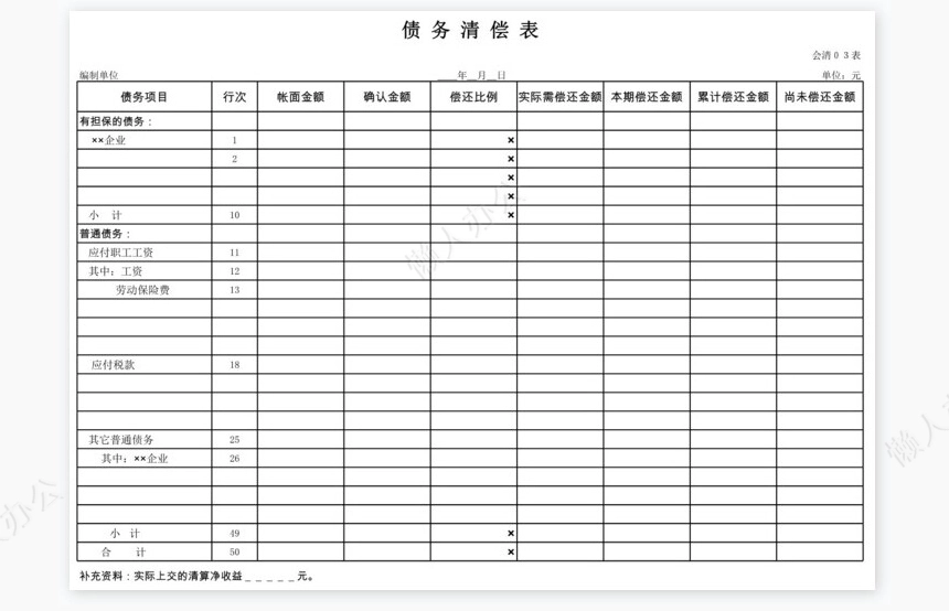 清算报表