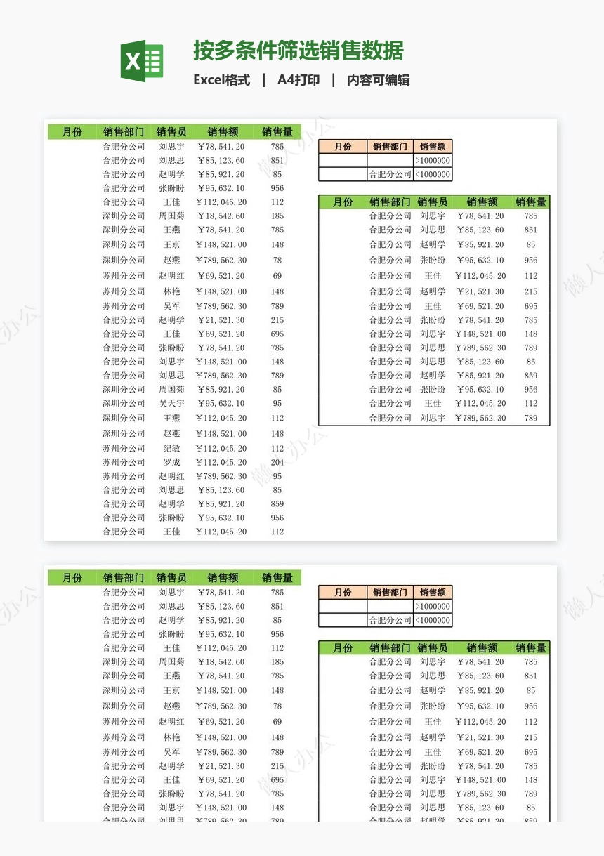 按多条件筛选销售数据