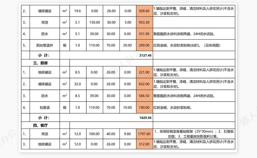 装饰报价单