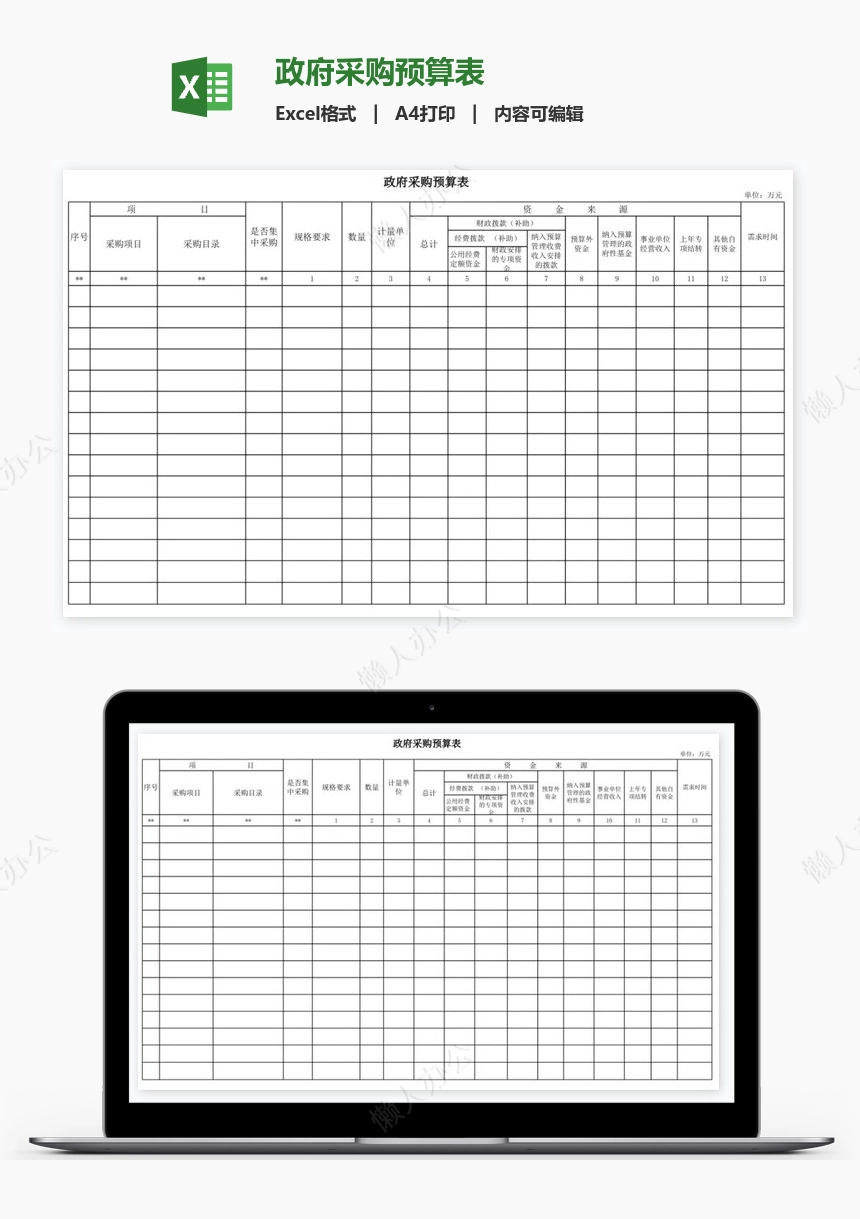 政府采购预算表