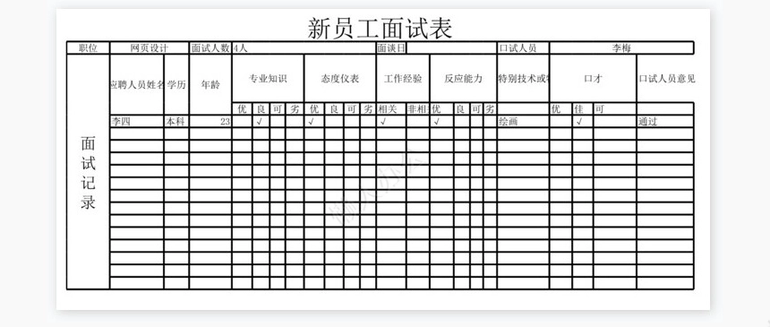 员工招聘表1