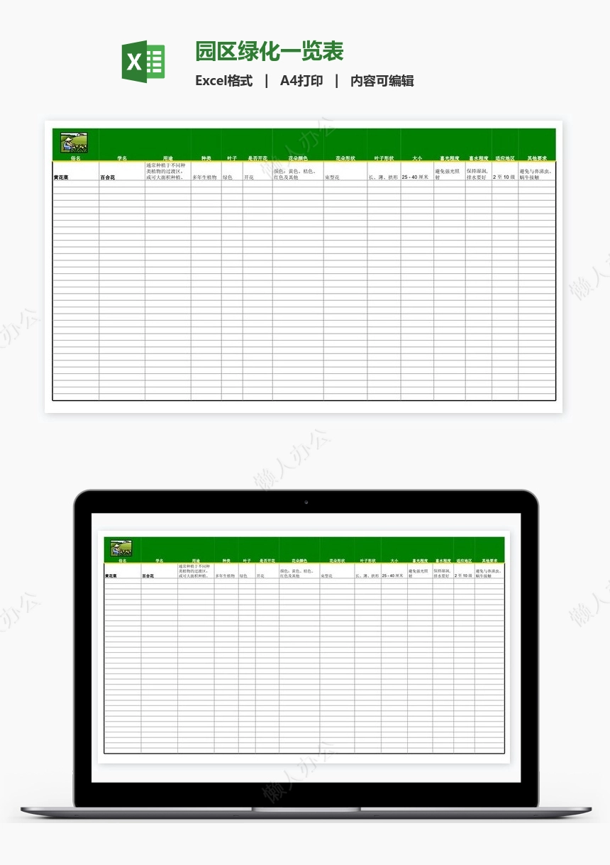 园区绿化一览表