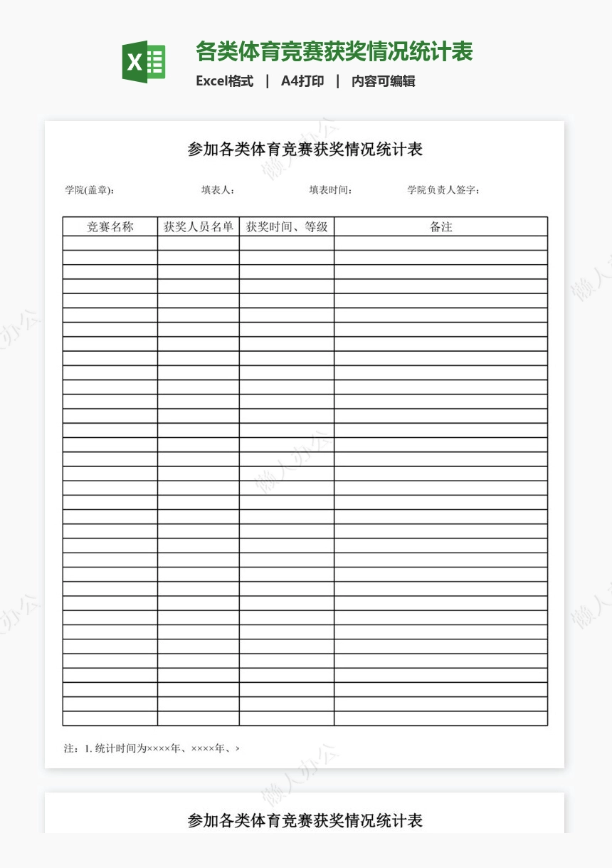 各类体育竞赛获奖情况统计表