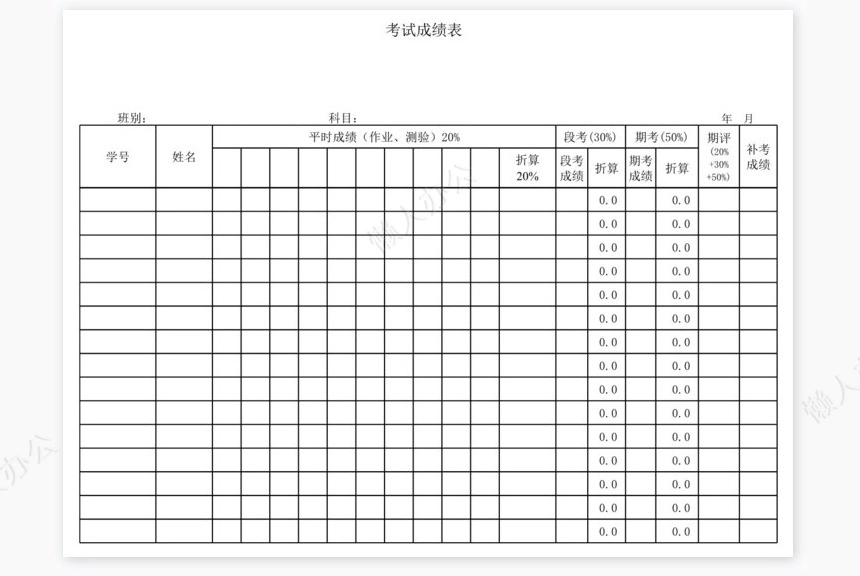 学生成绩表（分析表）