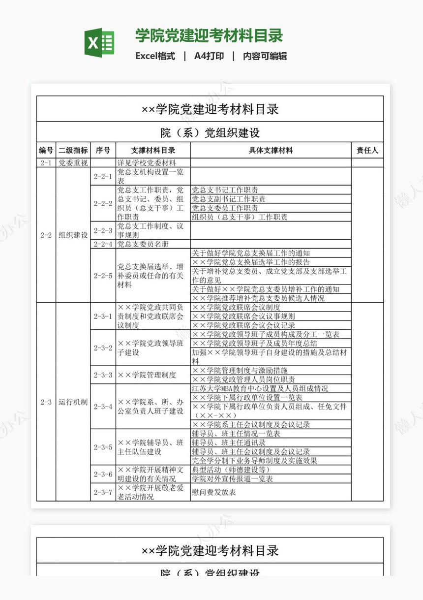 学院党建迎考材料目录