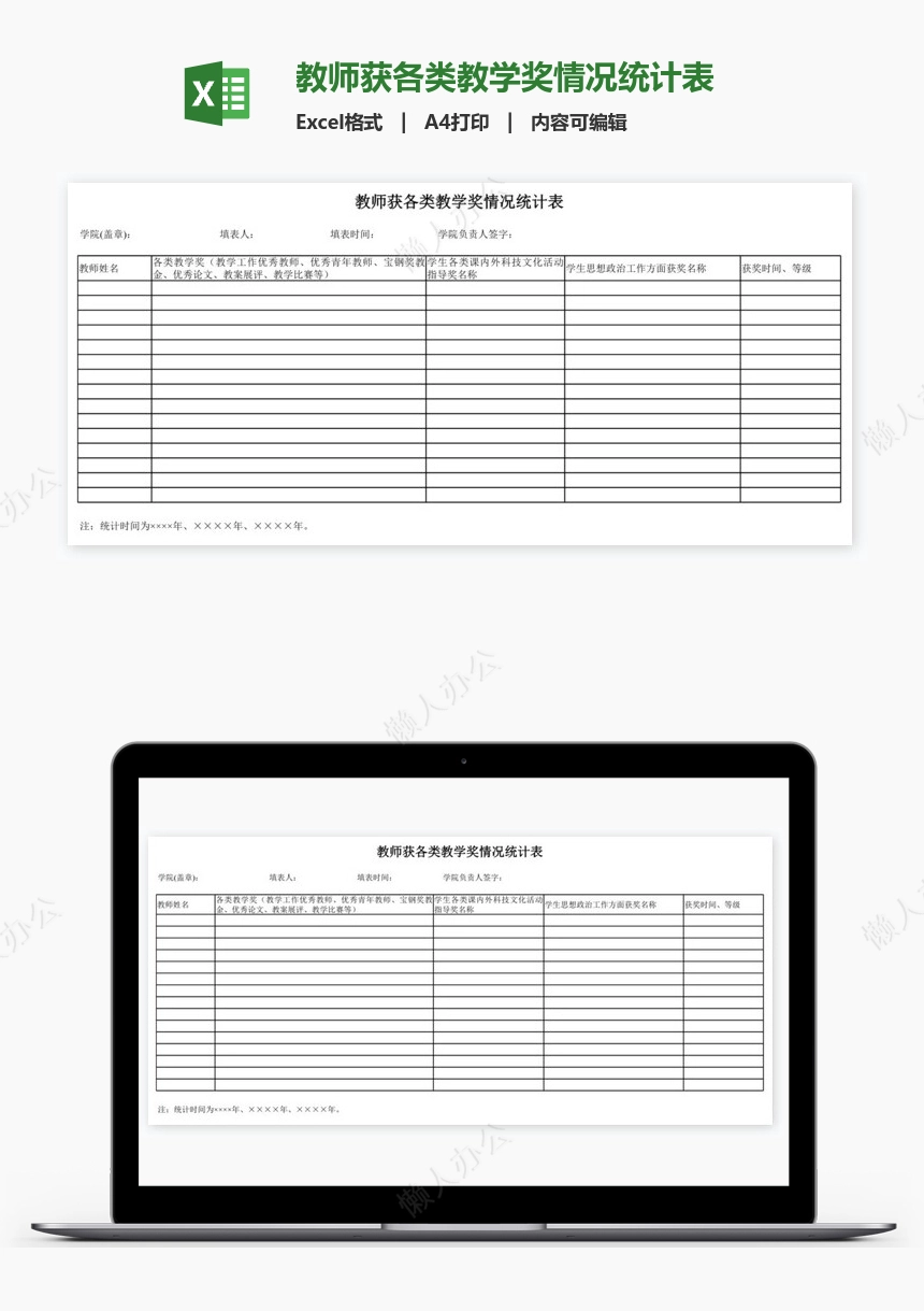 教师获各类教学奖情况统计表