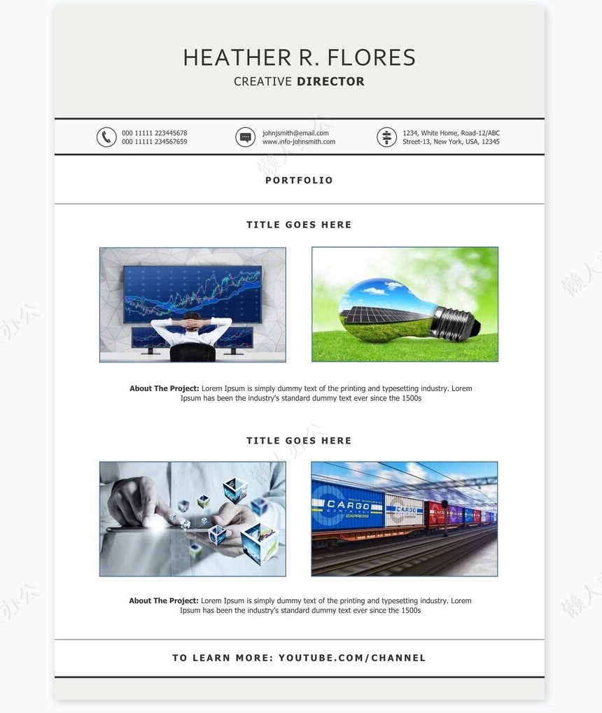 英文个人简历求职简历word模板共2页(12)