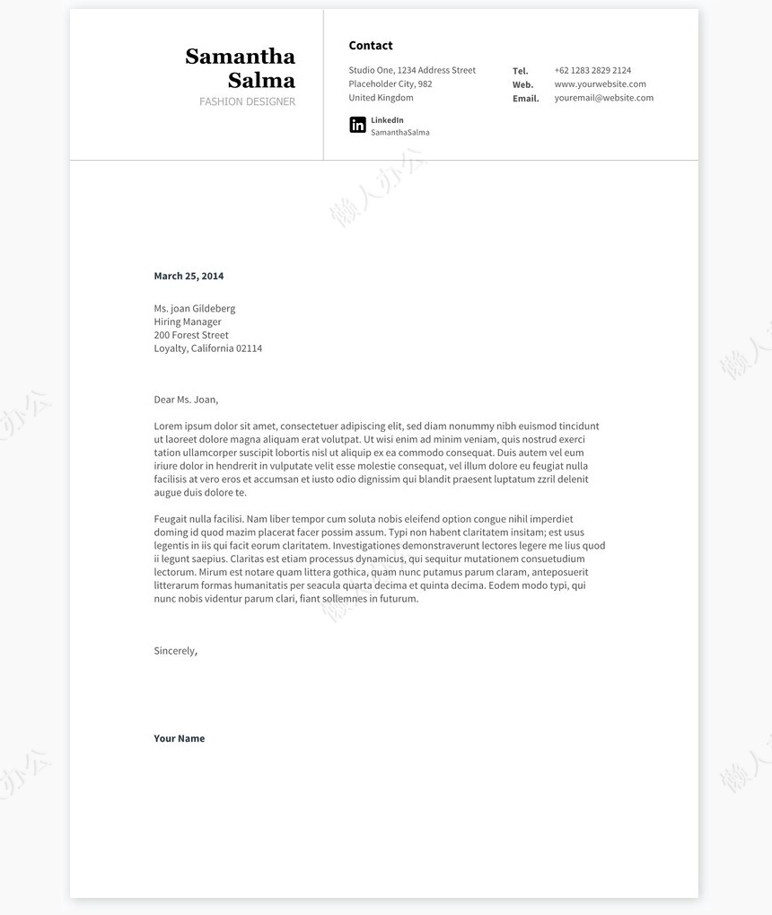 英文个人简历求职简历word模板共2页(5)