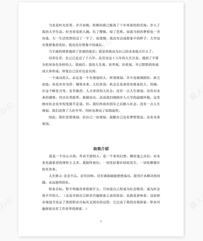 职业规划WORD模板(2)