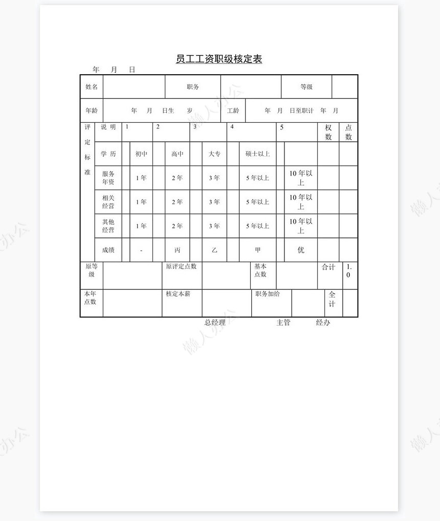 变更工资申请单