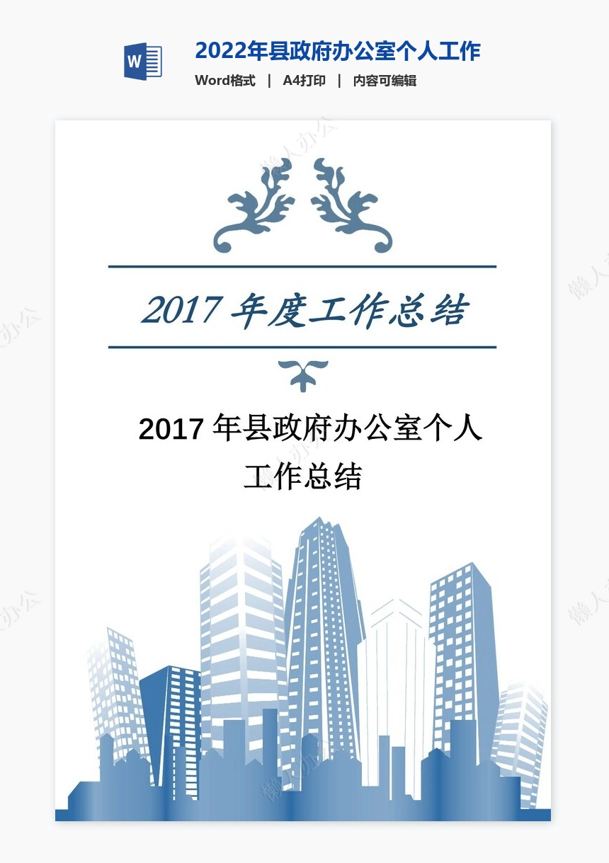 2022年县政府办公室个人工作总结