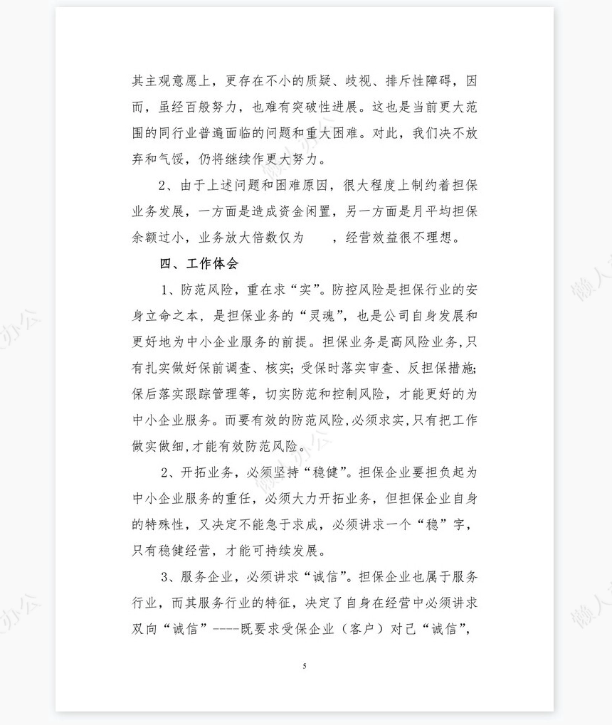 度担保公司工作总结