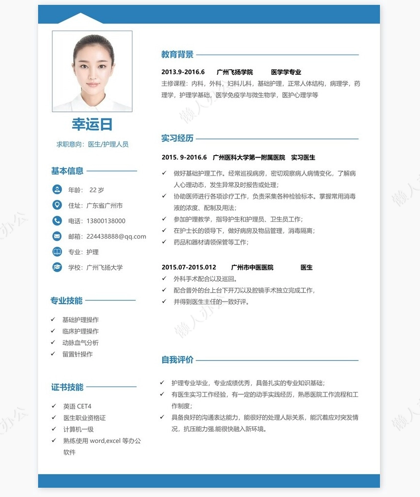 医生类个人简历word模板共4页(8)
