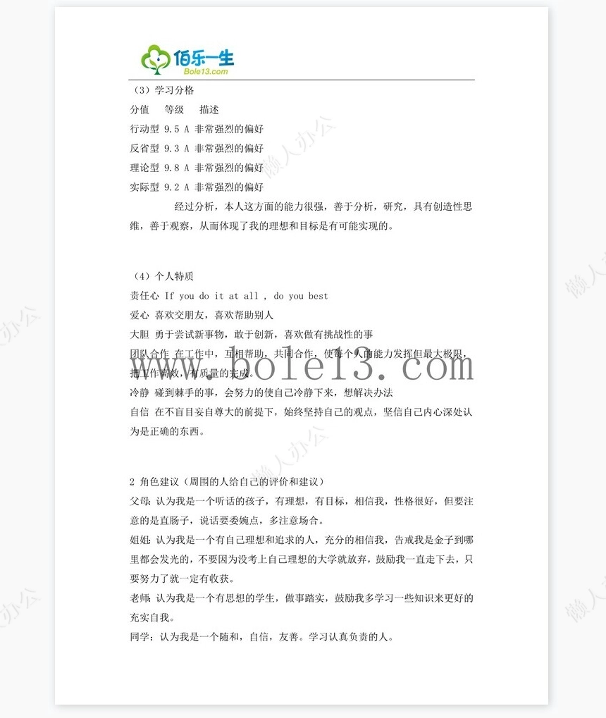 油画专业大学生职业生涯规划书范文word模板