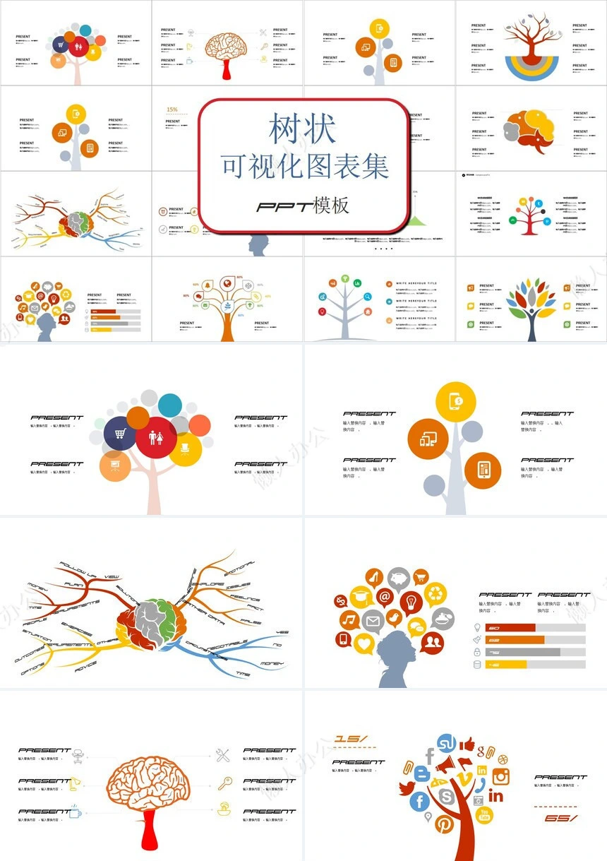 树状可视化图表集PPT模板