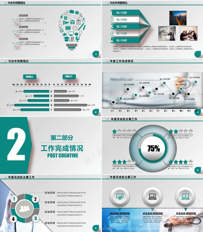 医疗绿医疗行业工作报告PPT模版