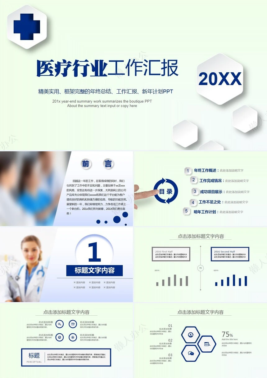 医疗行业工作汇报PPT模板