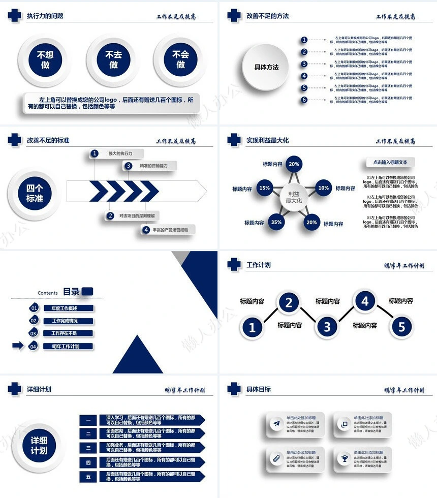 大气蓝医疗医药行业工作汇报PPT模版